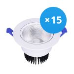 Mehrfachpackung 15x LED Deckenstrahler Rund Schwenkbar 12W 960lm 60D - 930 Warmweiß | 110mm - Ausschnitt 90mm - UGR <19