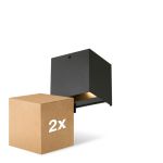 Pack duo D'Lite Applique Murale Elingen Aluminium Noir 4.9W 290lm - 830 Blanc Chaud | IP65 - Détecteur De Lumière