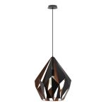Eglo Suspension Luminaire Carlton 1 Noir, Cuivre | Convient pour E27